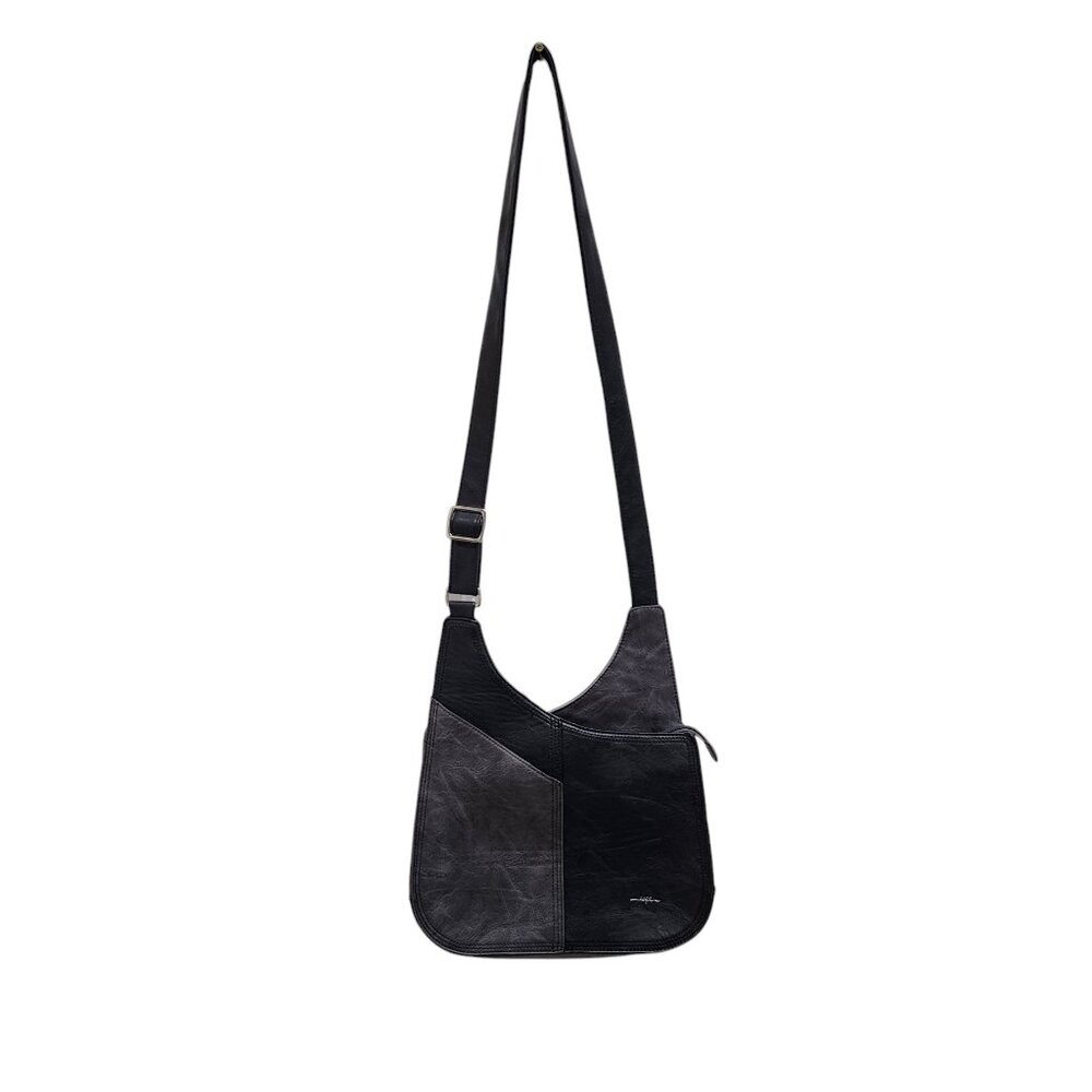 Espe Crossbody Shoulder Bag Black Vegan Leather Adjustable Strap Zip Pockets
